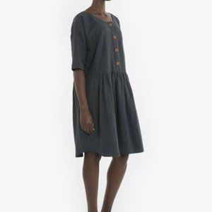 Obus heavy linen Augusta button down smock dress